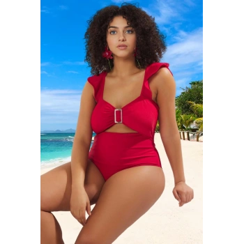 Konforlu Modern Fırfırlı Büyük Beden Mayo Şık Detaylı Esnek Kumaş