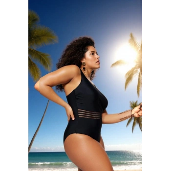 Konforlu Plus Size Mayo Tasarım Büyük Beden Deniz Kıyafeti Esnek Kumaş