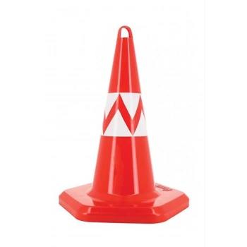 Kulplu Trafik Konisi Is Guvenligi Urunu 6 Koseli Tabanli Ut5024 Altı Köşeli