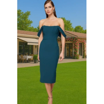 Leopar Desenli Midi Boy Bodycon Abiye Elbise Polyester Karışımlı Yazlık Yüksek Kalite Seçkin Malzeme