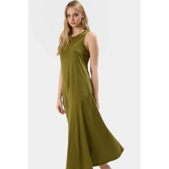 Maxi A line Örme Pamuklu Elbise Halter Yaka Günlük Casual Rahat Ve Şık Kullanım Premium Kalite