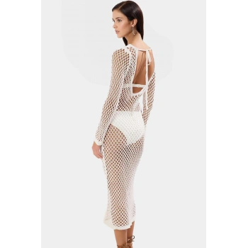 Maxi Boy Triko Plaj Elbisesi Renk V Yaka Sırt Dekolteli Kaliteli İşçilik Konforlu Kesim