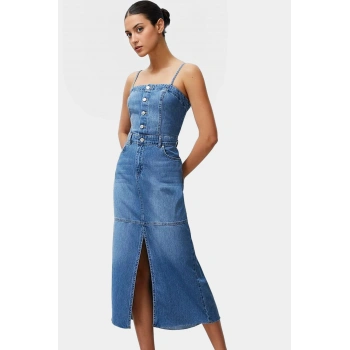 Maxi Denim Elbise Bodycon Kalıp Yazlık Casual Konforlu Kesim Uzun Ömürlü Özel Tasarım