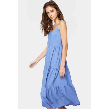 Maxi Dokuma Elbise Pamuklu Yazlık Günlük Skater Konforlu Kesim Seçkin Malzeme Zarifane Tasarım