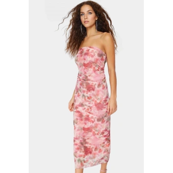 Maxi Elbise Çiçekli Desenli Esnek Örme Kumaş Günlük Stil Özel Tasarım Modern Rahat Ve Şık