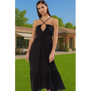 Maxi Etnik Desenli Plaj Elbise Pamuklu Yazlık Vual Kumaş Uzun Ömürlü Şık Görünüm Uzun Ömürlü