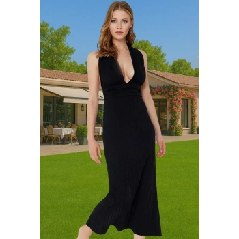 Maxi Keten Karışımlı Sırt Dekolteli Plaj Elbisesi Yazlık Şık Tasarım Rahat Ve Şık Yüksek Kalite