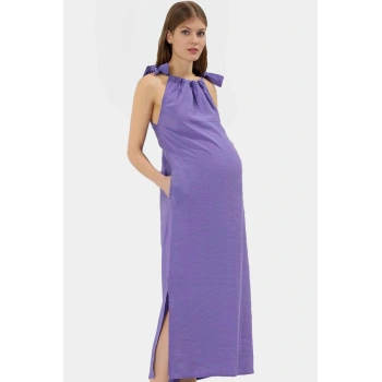 Maxi Modal Elbise Düz Kesim Halter Yaka Günlük Yazlık Giysi Modern Stil Konforlu