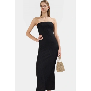 Maxi Örme Elbise Straplez Bodycon Astarl? 98% Polyester Yazlık Premium Kalite Uzun Ömürlü