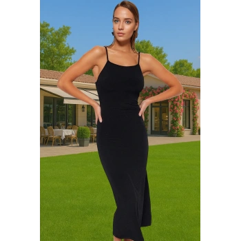 Maxi Örme Elbise Vücut Şekillendirici Polyester Yazlık Plaj Dayanıklı Malzeme Profesyonel Görünüm