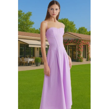 Midi A Kesim Çiçek Desenli Poplin Abiye Elbise Rahat Ve Şık Şık Görünüm Şık Görünüm Zarifane Tasarım