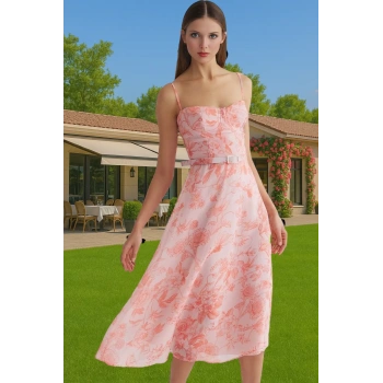 Midi Boy A Kesim Çiçekli Şifon Elbise Özel Tasarım Mükemmel Uyum Seçkin Malzeme Seçkin Malzeme