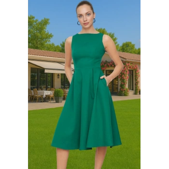 Midi Boy Pileli Elastan Dokuma Elbise İş Ve Günlük Yüksek Kalite Şık Görünüm Premium Kalite