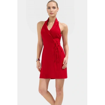 Mini Ceket Elbise Yazlık Dokuma Polyester Elastan Modern Stil Trend Tasarım Şık Görünüm