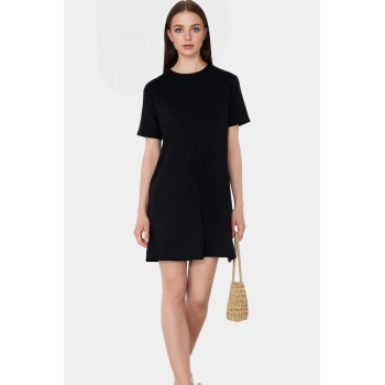 Mini T shirt Elbise Viskon Süprem Kumaş Bisiklet Yaka Rahat ve Şık Yüksek Kalite