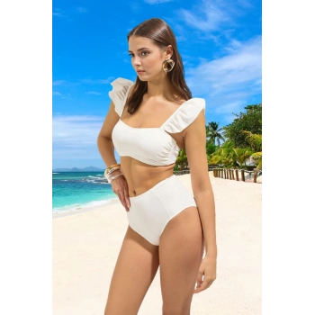 Modern Fırfırlı Bikini Takımı Özel Tasarım Premium Kalite Klora Dayanıklı Su Sporları İçin