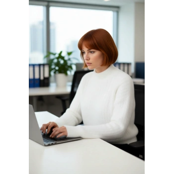 Modern Kadın Ekru Regular Kalıp Düşük Kol Dik Yaka Crop Triko Kazak Saç Örgü Detaylı Günlük Şıklık