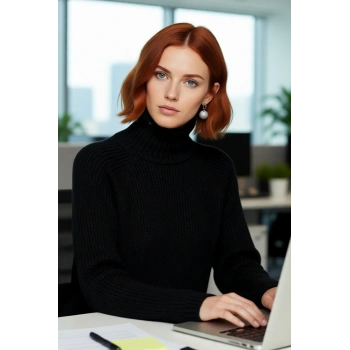 Modern Kadın Oversize Fit Dik Yaka Fermuar Detaylı Düz Reglan Kol Triko Kazak Günlük Stil İçin