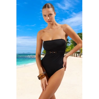 Modern Straplez Mayo Banyo Kıyafeti Deniz Şık Detaylı Klora Dayanıklı Yüzme