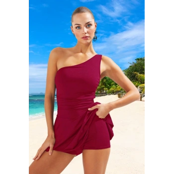 Modern Tek Omuz Mayo Plaj Ve Havuz İçin Yüzme Kıyafeti Hızlı Kuruyan Mayosu