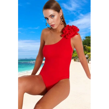 Modern Tek Omuz Mayo Yüzme Kıyafeti Esnek Kumaş Ergonomik Kesim Yaz Koleksiyonu Banyo