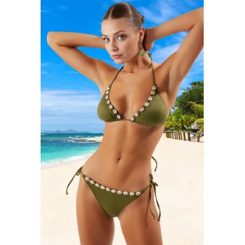 Modern Üçgen Bikini Takımı Klora Dayanıklı Özel Tasarım Hızlı Kuruyan