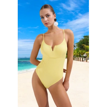 Modern V Yaka Mayo Özel Tasarım Esnek Kumaş Yüzme Mayosu Şık Detaylı