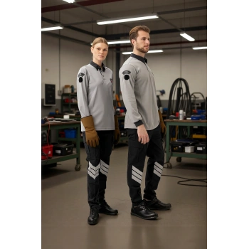 Münih Uzun Kol Güvenlik T-shirt Gri-füme