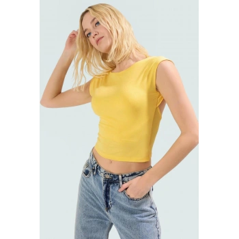 Nefes Alan Örme Bluz Sırt Dekolteli Fitted Kayık Yaka Yaz Mevsimi İçin Kaliteli İşçilik