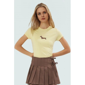 Nefes Alan Pamuklu Köpek Desenli Bluz Rahat Kalıp Yazlık Günlük Premium Kalite