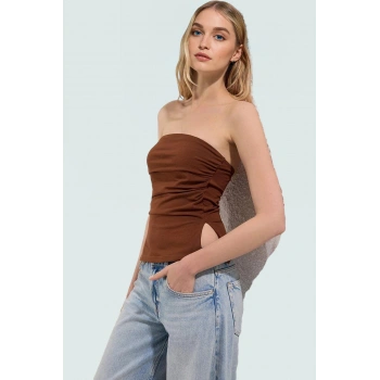 Nefes Alan Pamuklu Straplez Bluz Fitted Kalıp Renk Yazlık Uzun Ömürlü Trend Tasarım