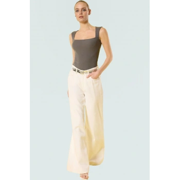 Nefes Alan Poliviskon Kaşkorse Crop Bluz Kare Yaka Fitted Yazlık Premium Kalite