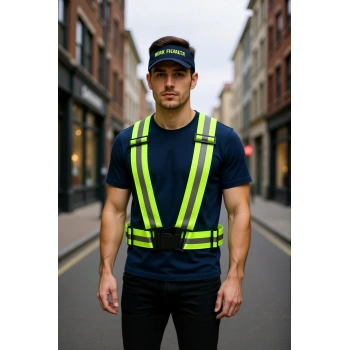 Neon İkaz Yeleği Tokalı Emniyet Kemeri Yelek Pratik Esnek Kumaş