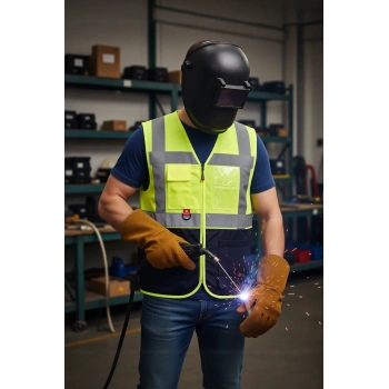 Neon İş Güvenliği Yeleği Çok Cepli Abisko Executive Reflektörlü Yüksek Görünürlüklü Fonksiyonel