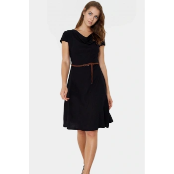 Örme Midi Elbise Kemerli Skater Kalıp Günlük Şık Kullanım İçin Seçkin Malzeme