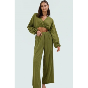 Pamuk Dokuma Bluz Pantolon Takım Plaj ve Günlük Kullanım Özenle Seçilmiş Uzun Ömürlü