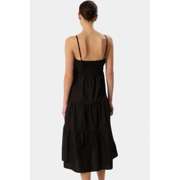 Pamuk Fiyonklu Poplin Midi Elbise Skater Kalıp Rahat Günlük Stil Ve Şık Modern