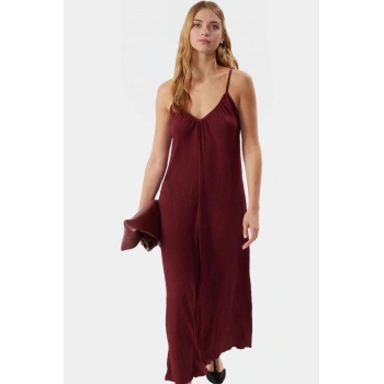 Pamuklu A line Maxi Elbise V Yaka Örme Kumaş Rahat Kalıp Özenle Seçilmiş Modern Stil Özel Tasarım