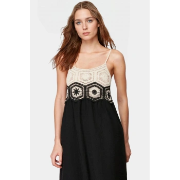 Pamuklu A Line Midi Elbise Rahat Kesim Kroşe Detay Yazlık Özenle Seçilmiş Ve Şık