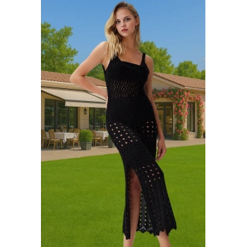 Pamuklu Akrilik Triko Maxi Elbise V Yaka Yazlık Şıklık Dayanıklı Malzeme Modern Stil Mükemmel Uyum