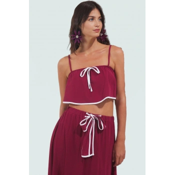 Pamuklu Dokuma Bluz Etek Takım Yazlık Plaj Şıklığı Şık Görünüm Modern Stil Dayanıklı Malzeme