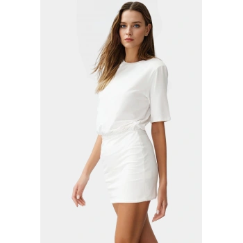 Pamuklu Elastanlı Mini Elbise Kısa Kollu Bodycon Kesim Uzun Ömürlü Dayanıklı Malzeme