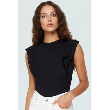 Pamuklu Örme Bluz Kadın Fitted Kolsuz Casual Nefes Alabilir Günlük Kullanım İçin Modern Stil