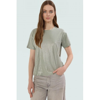 Pamuklu Örme Bluz Regular Kalıp Varak Baskı Rahat Günlük Stil Özenle Seçilmiş Şık Görünüm