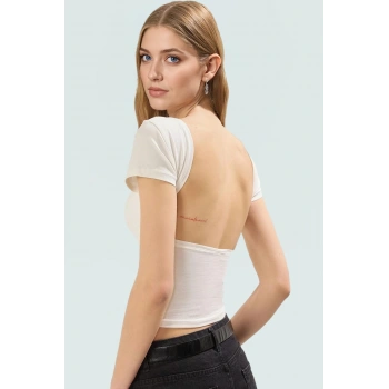 Pamuklu Örme Bluz Sırt Dekolteli Crop Renk Rahat Kalıp Şık Görünüm Uzun Ömürlü