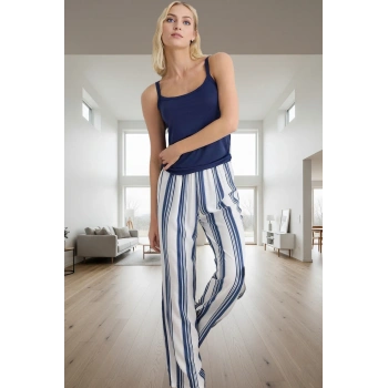 Pamuklu Pijama Takımı Çizgili Boru Paça Regular Kalıp Trend Tasarım Profesyonel Görünüm
