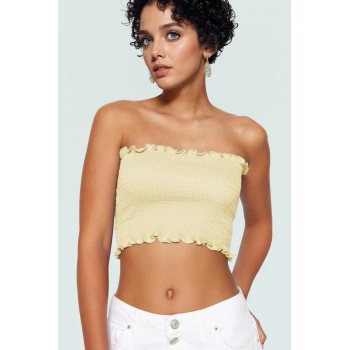 Pamuklu Straplez Bluz Fitted Gipeli Kolsuz Günlük Kullanım Dayanıklı Malzeme Mükemmel Uyum