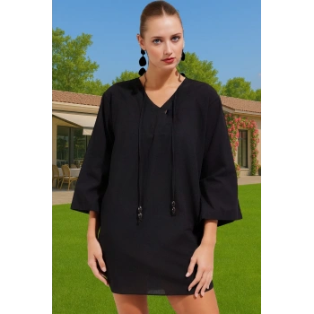 Plaj Elbisesi Desenli Mini Pamuklu Yazlık Tesettür Yüksek Kalite Zarifane Tasarım Rahat Kullanım