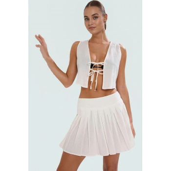 Plaj Şıklığı İçin Pamuk Bluz Etek Takımı 2 Parça Yazlık Set Şık Görünüm Özenle Seçilmiş