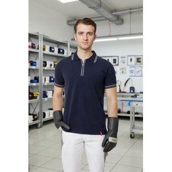 Polo Yaka Fermuarlı Tişört Nefes Alabilir İş Güvenliği Asperula shirt Şık Rahat Tasarım